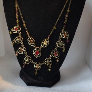 Elegant Gold and Red Necklace
